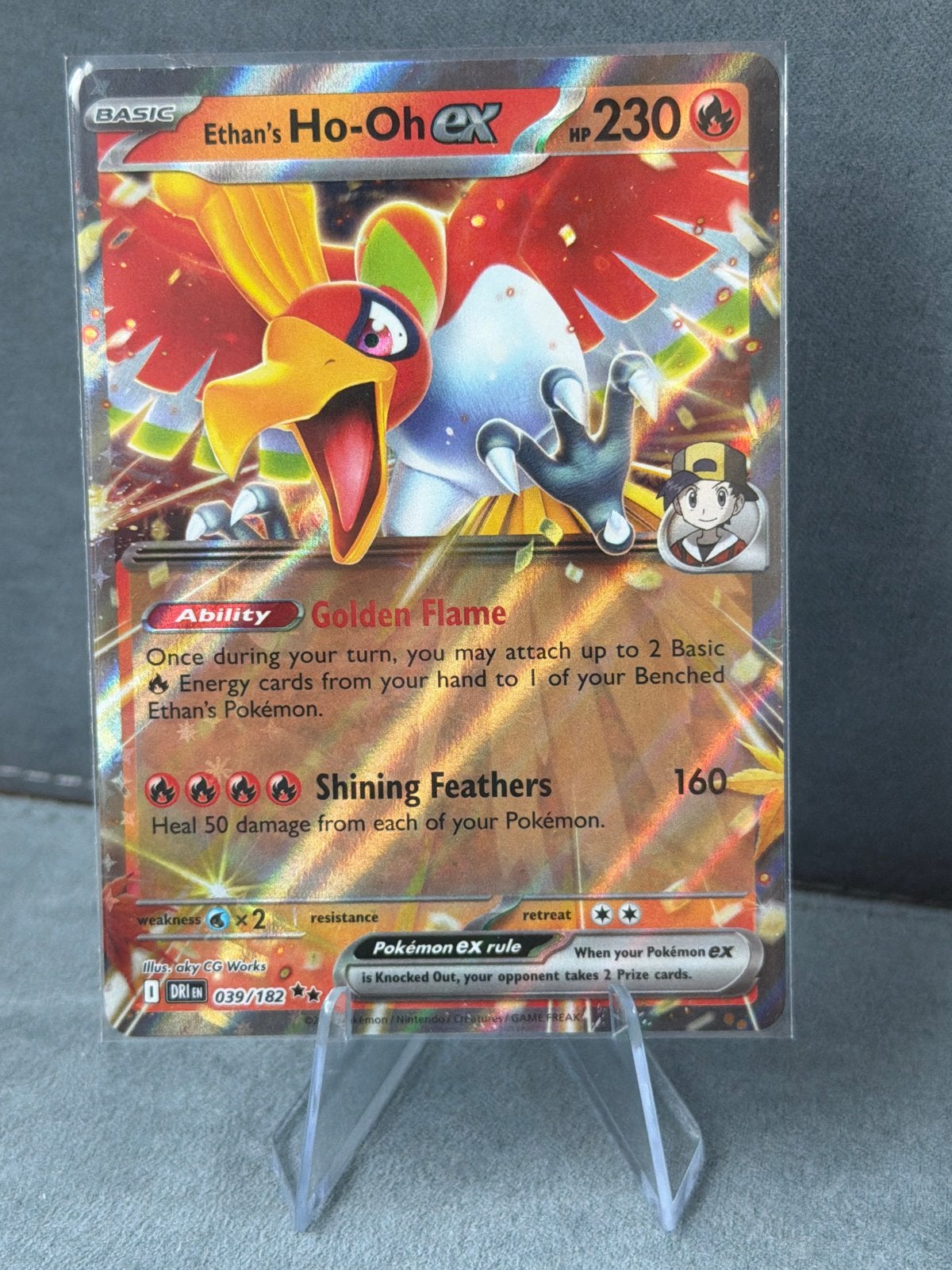 Ethan's Ho-Oh ex 039/182 Pokémon Kaart, Ophalen of Verzenden, Zo goed als nieuw, Losse kaart