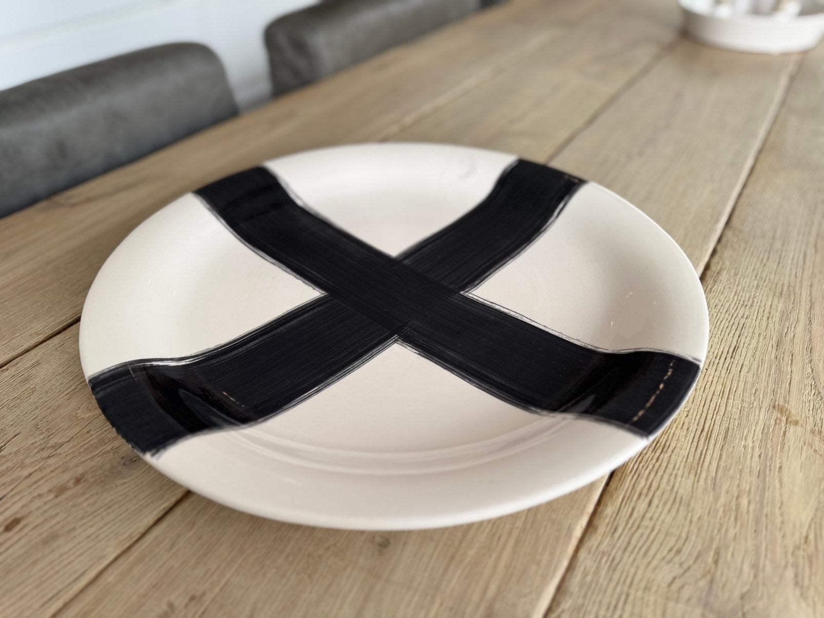 HK Living Bord Schaal Serveerschaal Zwart Wit Keramiek 43 cm, Huis en Inrichting, Ophalen, Overige merken, Keramiek, Modern