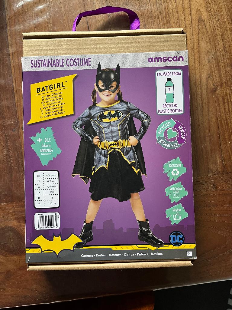 verkleedkleren: Batgirl pak 4 tot 6 jaar Nieuw, Kinderen en Baby's, Carnavalskleding en Verkleedspullen, Ophalen of Verzenden