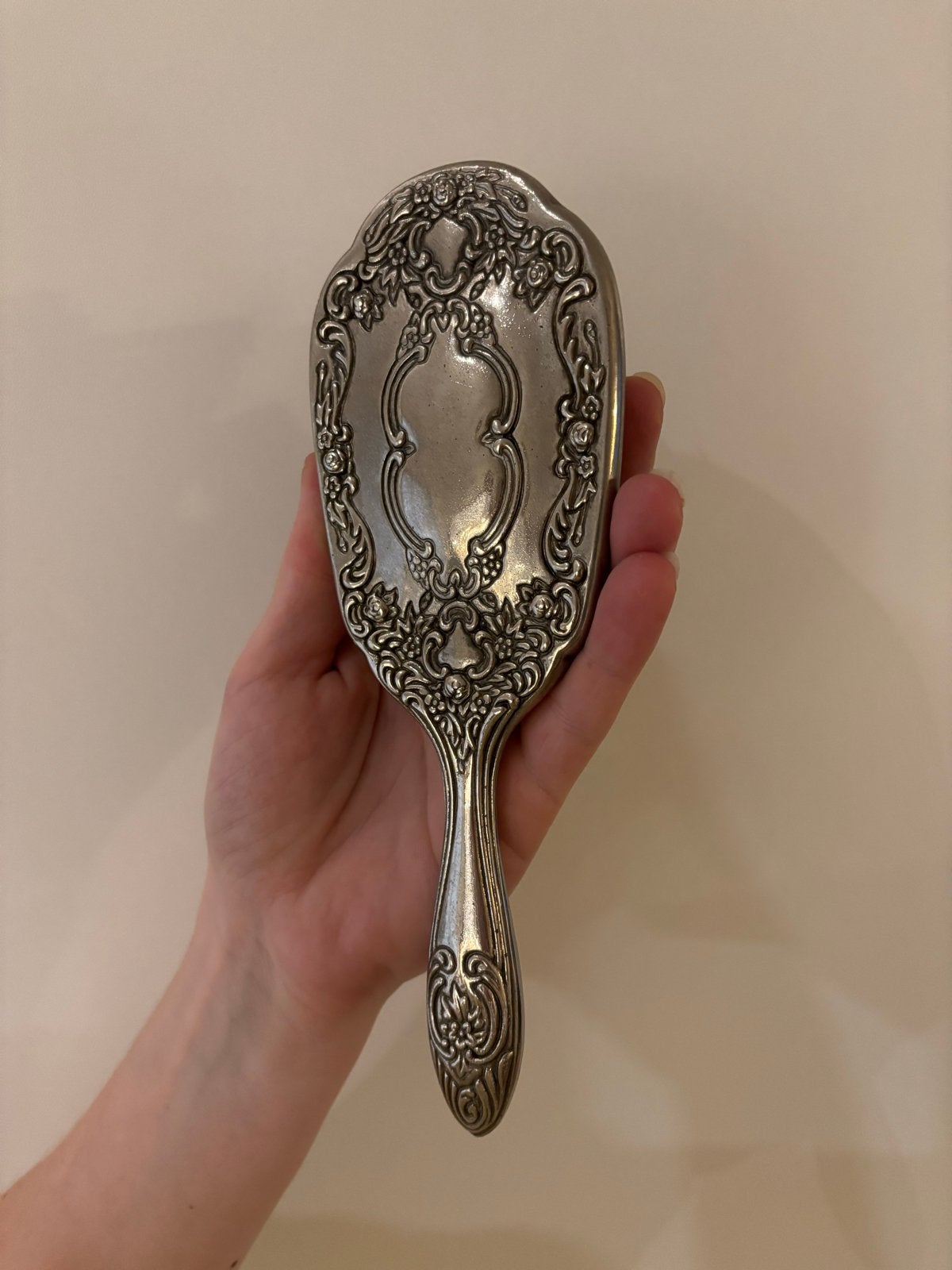 Antiek 925 Zilveren of verzilverde Haarborstel - Vintage, Antiek en Kunst, Ophalen of Verzenden, Zilver