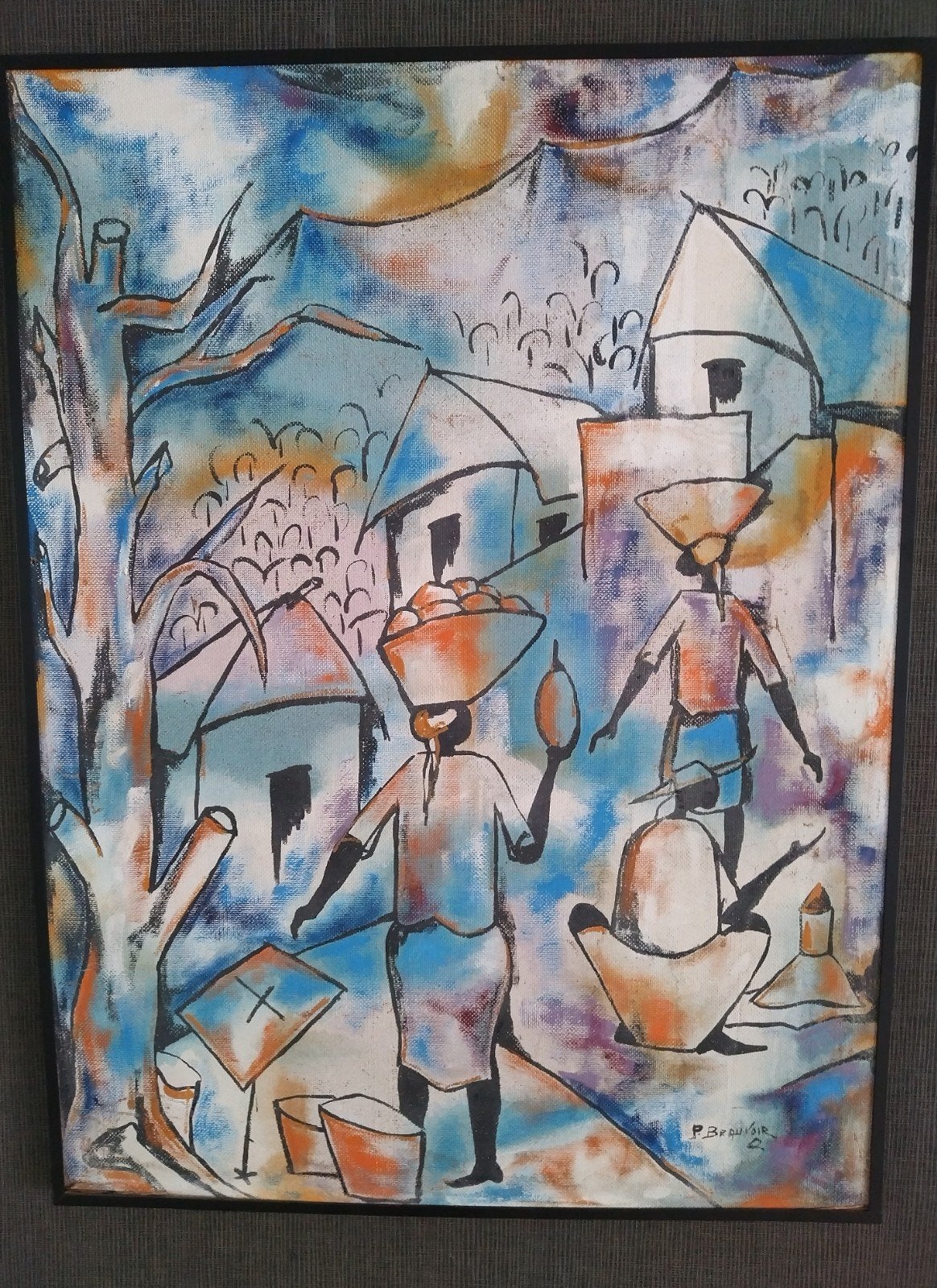 Haïti 1952 Paul Beauvoir, Hout, Schilderij, Geschilderd, 82 cm