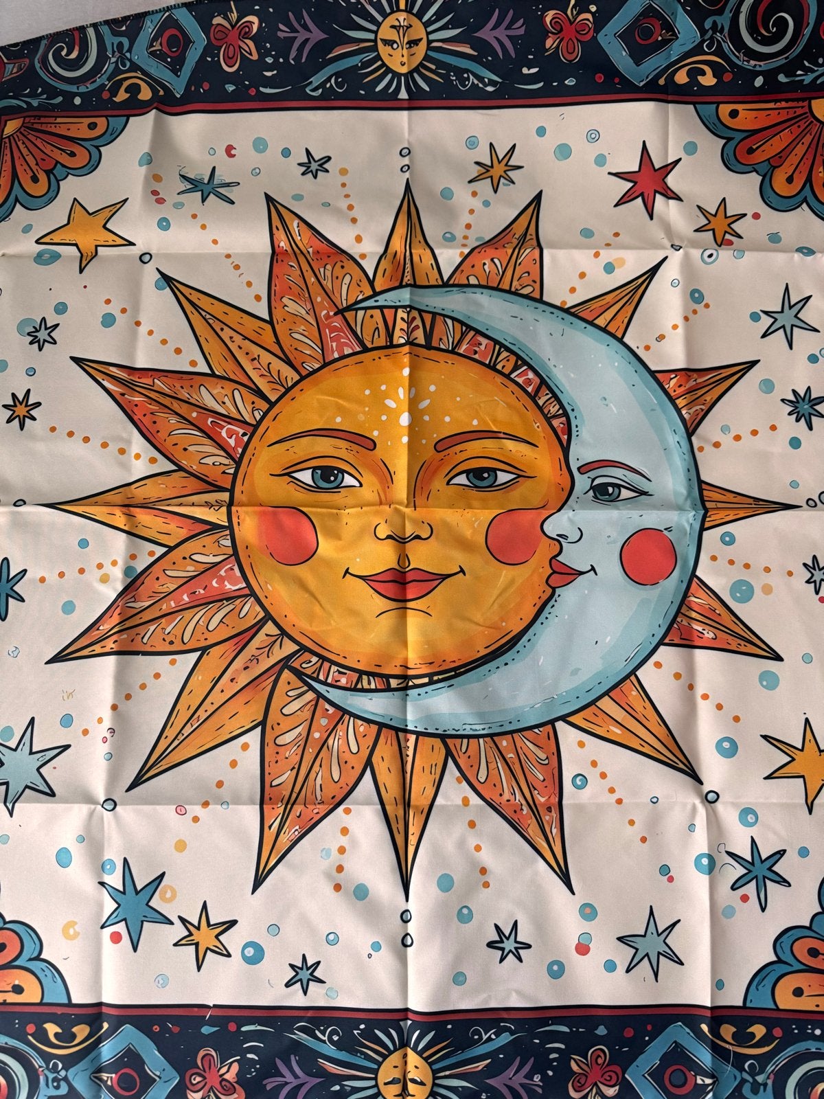 Prachtig altaarkleed Zon en Maan 75x75cm, Meerkleurig, Overige stijlen, Nieuw, Ophalen of Verzenden