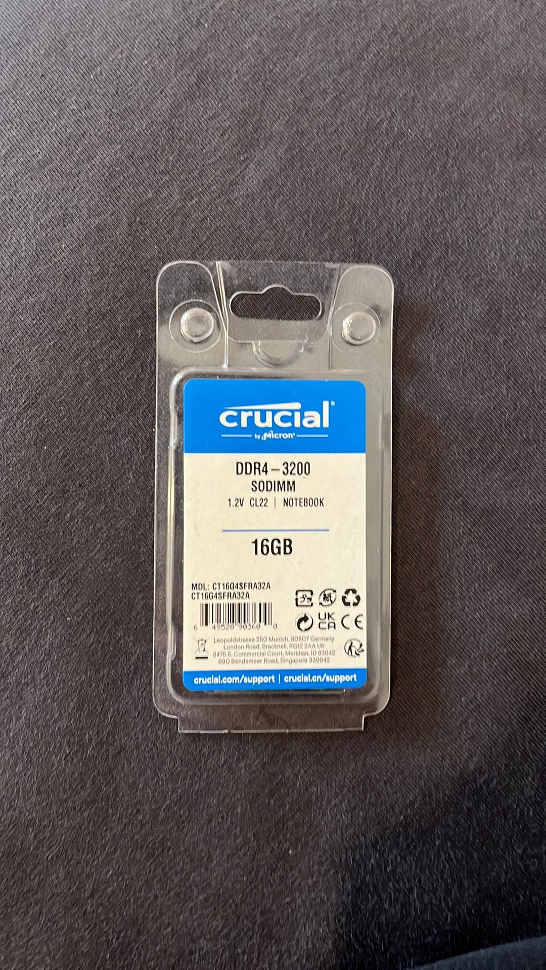 Crucial DDR4 RAM 16GB 3200mhz SODIMM laptop geheugen, DDR4, Ophalen of Verzenden, Zo goed als nieuw, Laptop