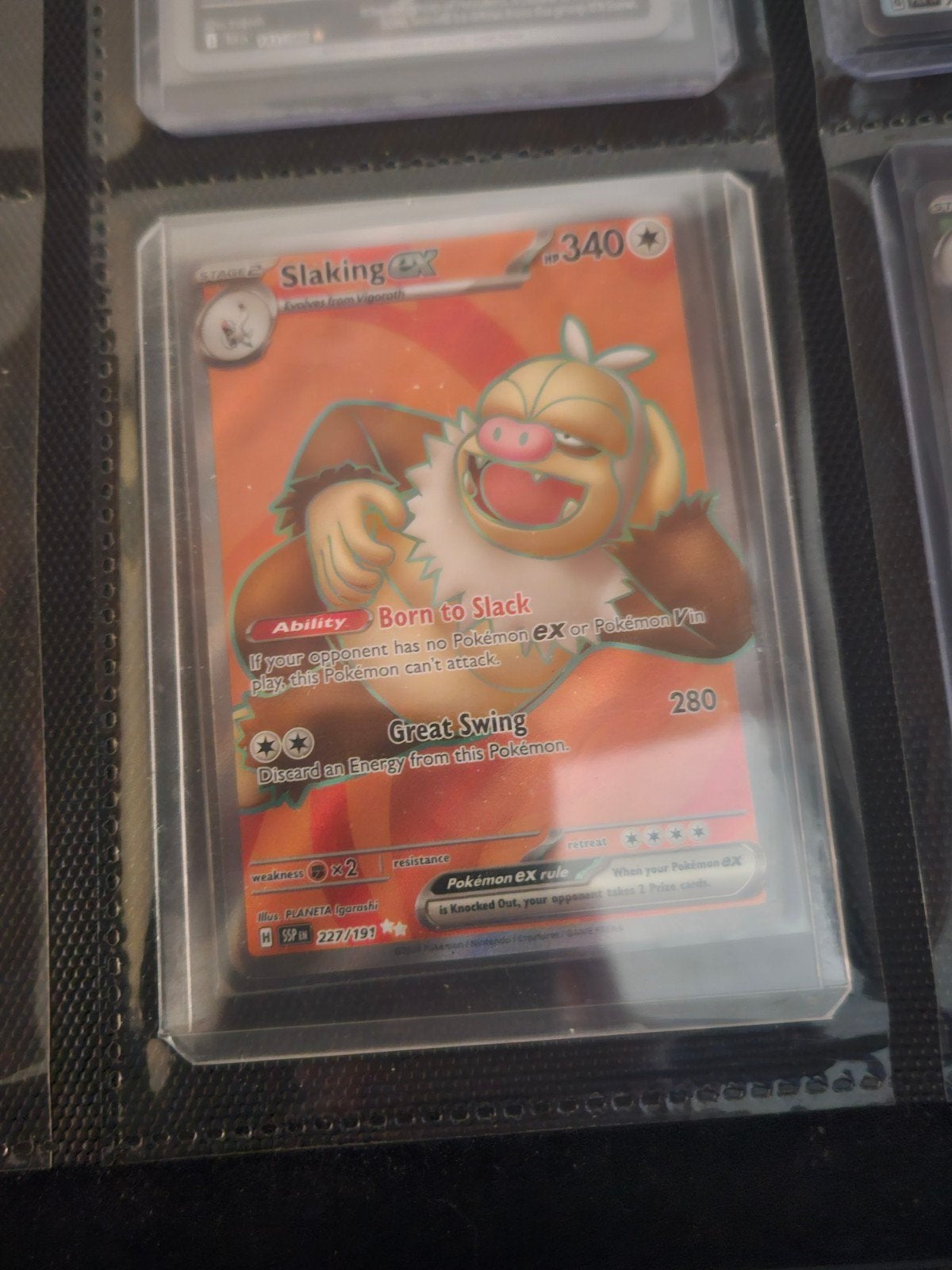 Pokemon Slaking ex 227/191 Surging Sparks, Ophalen of Verzenden, Zo goed als nieuw, Losse kaart, Foil