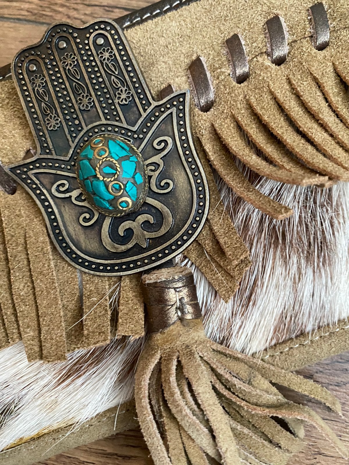 Lederen koehuid festival tasje beurs PH&T nieuw, Overige merken, Bruin, Nieuw, Ophalen of Verzenden