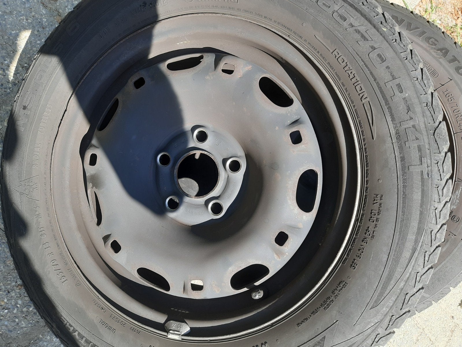Winterbanden met velgen 165/70 R14, Auto-onderdelen, Banden en Velgen, 14 inch, Gebruikt, Banden en Velgen, Ophalen of Verzenden