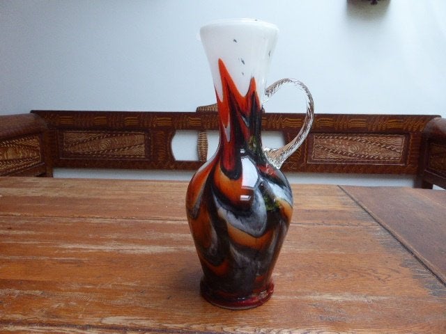 Vintage opaline vaas, gemeleerd, 30 cm.