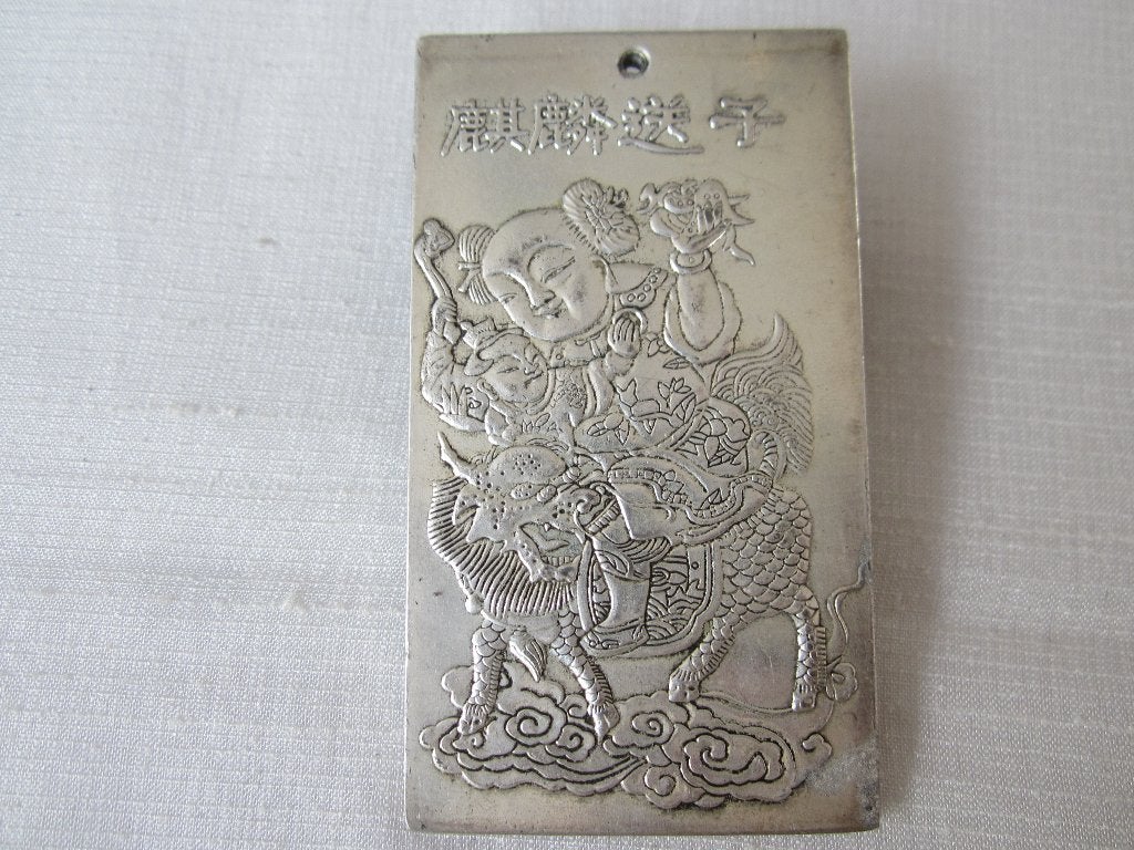 Oud Chinees amulet van Tibet zilver 1286 #, Antiek en Kunst, Ophalen of Verzenden