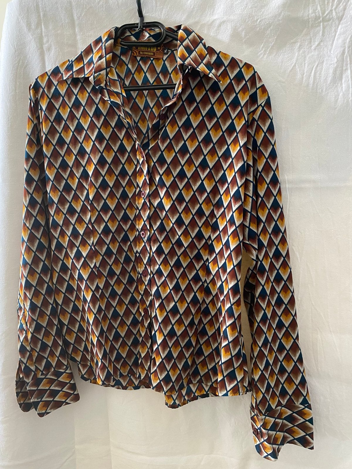 Dames blouse Chenaski Retro print L, Ophalen of Verzenden, Zo goed als nieuw, Maat 42/44 (L), Overige kleuren