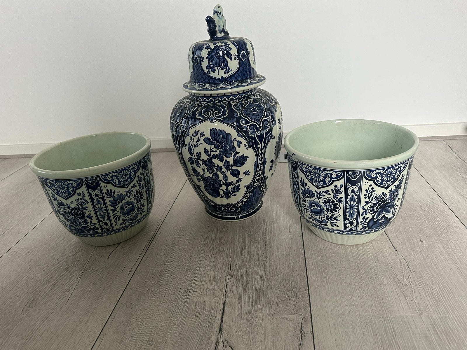 Delfts Blauw Boch Holland Set: Gemberpot & Bloempotten, Ophalen