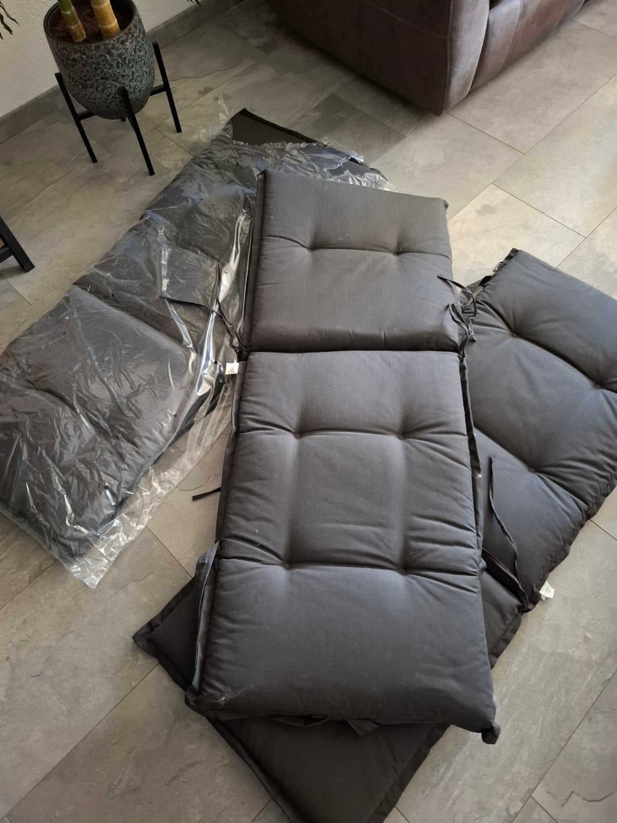 3 stuks Hartman Stoelkussen Torino Antraciet (Hoge Rug), Ophalen, Zo goed als nieuw