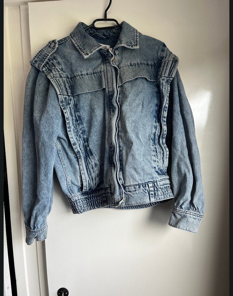 Vintage spijkerjack met pofmouwen, Ophalen of Verzenden, Gedragen, Maat 38/40 (M), Blauw