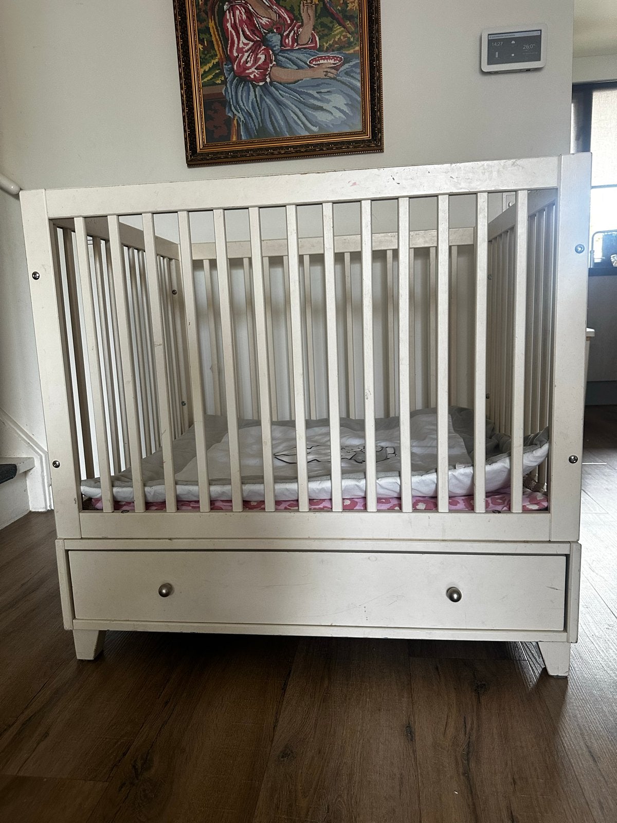 Witte box met lade en boxkleed, Kinderen en Baby's, Boxen, Ophalen, Gebruikt, Vierkant, Lade