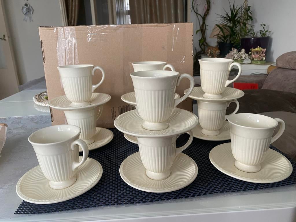 Wedgwood Edme Kop en Schotel Set - 6 Stuks, Ophalen, Zo goed als nieuw, Aardewerk, Kop(pen) en/of Schotel(s)