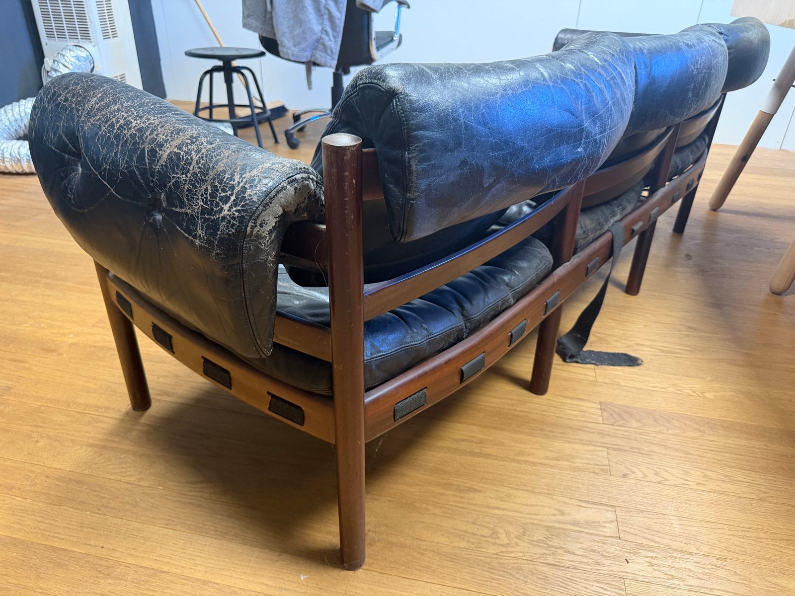 Vintage Leren Arne Norell, Huis en Inrichting, Ophalen, Gebruikt, Driepersoons, 75 tot 100 cm