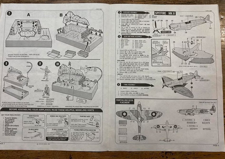 Revell Battle of Britain,instructie spitfire, messerschmidtt, Ophalen of Verzenden, Gebruikt, 1:72 tot 1:144, Revell
