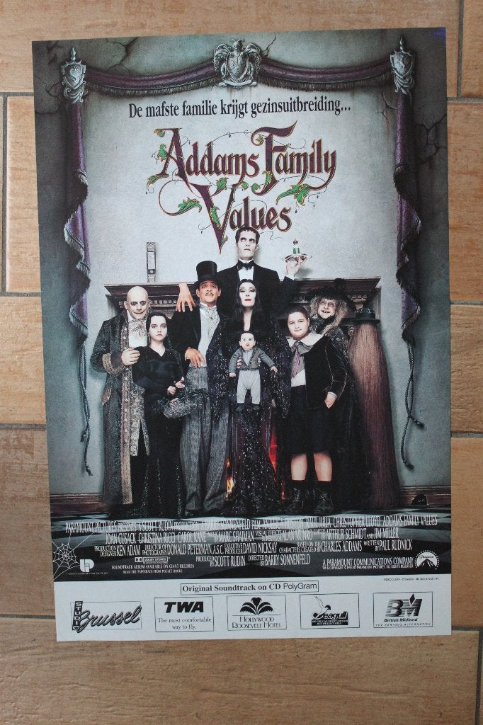filmaffiche Addams Family Values 1993 filmposter, Rechthoekig Staand, Ophalen of Verzenden, Zo goed als nieuw, A1 t/m A3