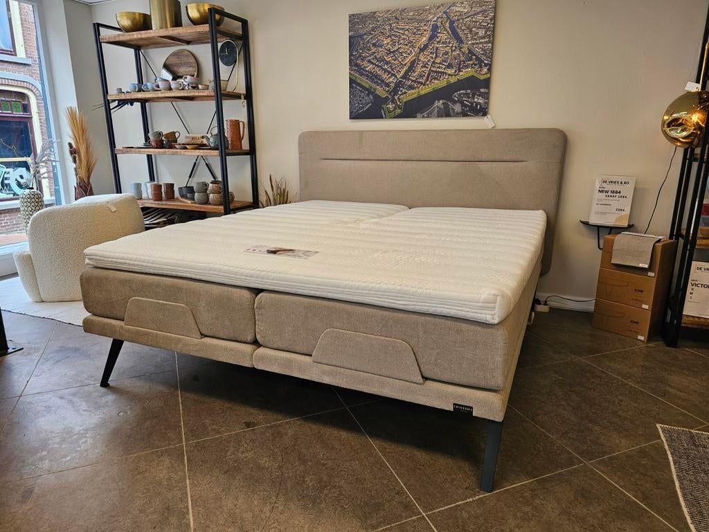 Norma Boxspring Elektrisch 180x200 - Showmodel, Beige, Ophalen of Verzenden, 180 cm, 200 cm
