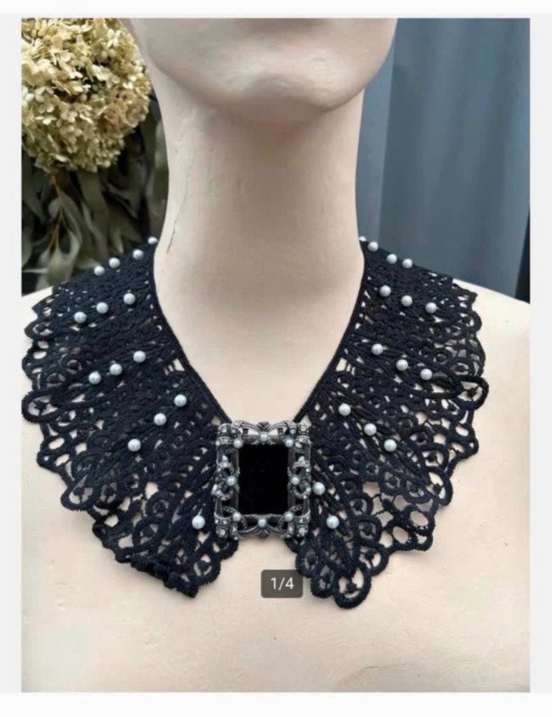 Zwarte Parel Kraag + gratis Broche, Ophalen of Verzenden