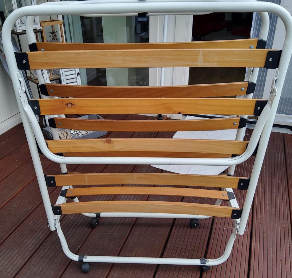 OPKLAPBED op wielen 180 x 80 cm, Ophalen, Eenpersoons, Wit, 190 cm of minder