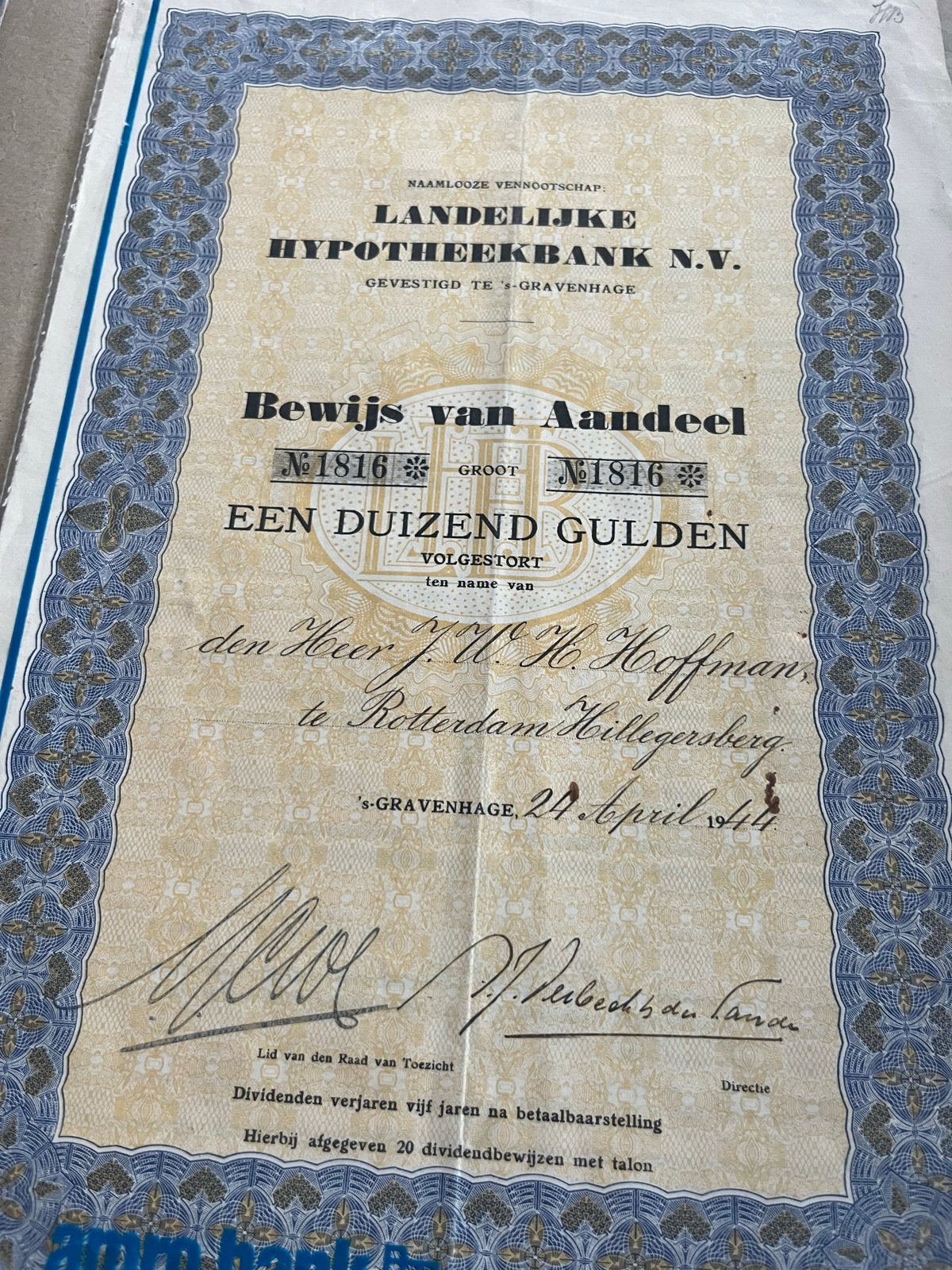 Verzameling Historische Aandelen en Obligaties, Ophalen of Verzenden, Voor 1920, Aandeel