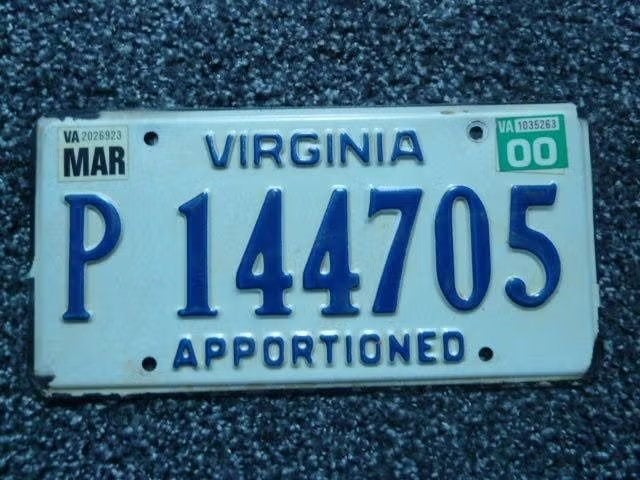 Kentekenplaat licenseplate Virginia Apportioned USA, Verzenden, Gebruikt, Auto's