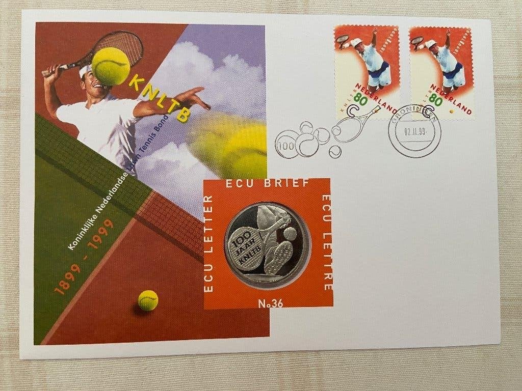ECU brieven 100 jaar tennisbond inclusief munt., Postzegels en Munten, Ophalen of Verzenden, Envelop