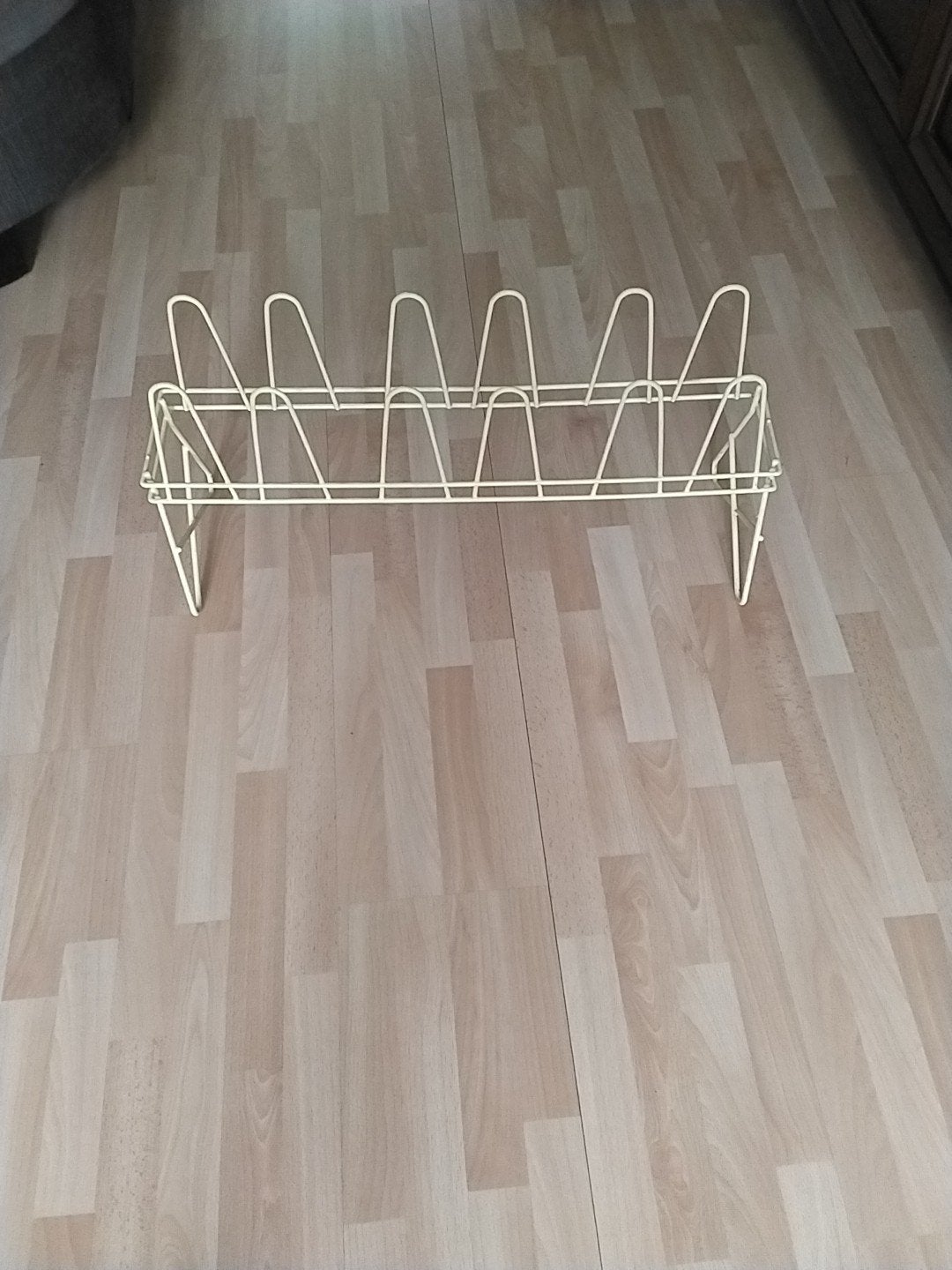 Retro schoenenrek geel geplastificeerd, Ophalen, Gebruikt