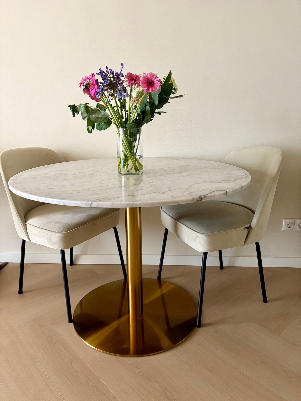 Ronde eettafel, Huis en Inrichting, Tafels | Eettafels, Zo goed als nieuw, 100 tot 150 cm, Vier personen, Rond, Overige materialen