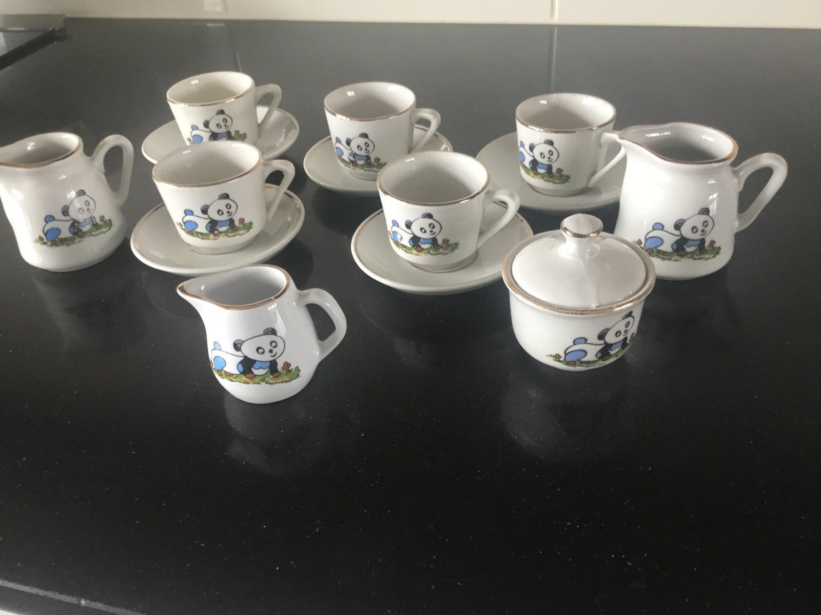 Schattig Panda Kinderserviesje - Compleet Setje, Ophalen of Verzenden, Gebruikt, Keramiek, Compleet servies