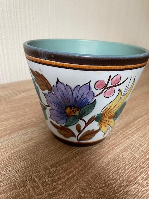 Flora Gouda Bloempot met afbeelding van bloemen , Gebruikt, Rond, Binnen, Ophalen of Verzenden