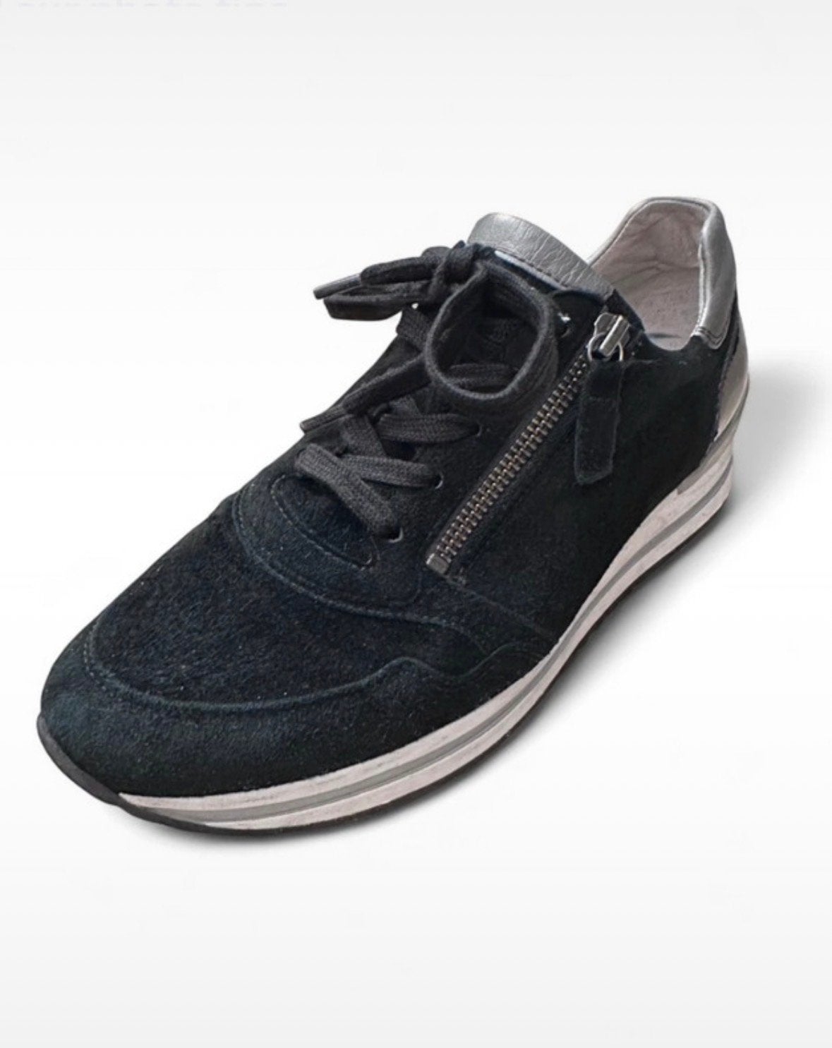 Gabor Comfort Optifit Zwarte Suède Trainers - Maat 40, Zwart, Ophalen of Verzenden, Sneakers of Gympen, Gedragen