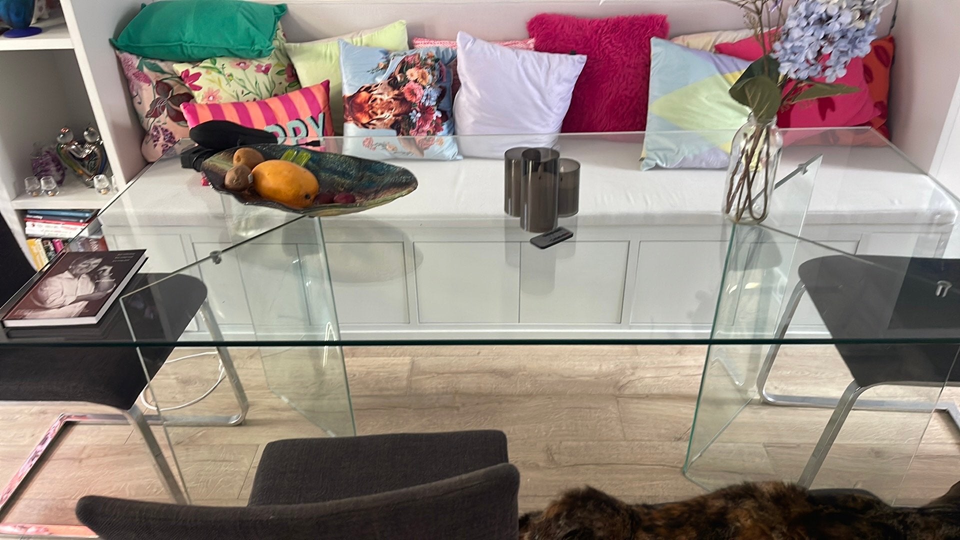 Glazen tafel afmeting 1.80x90, Ophalen, Zo goed als nieuw, 2 zitplaatsen