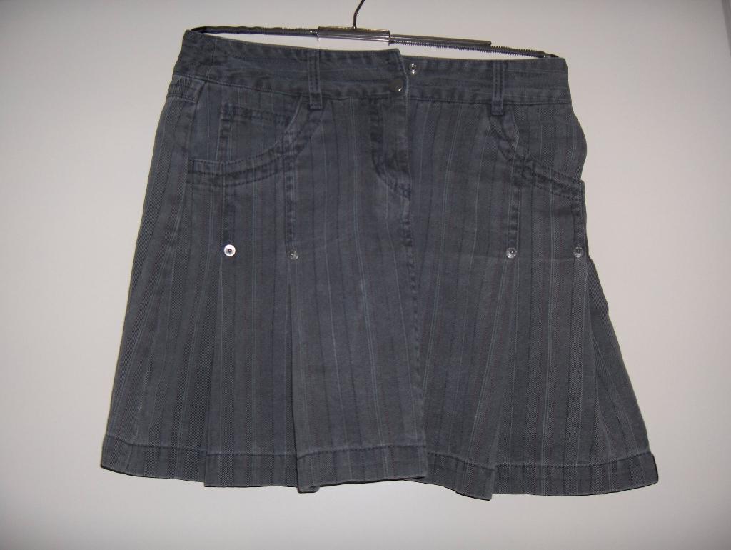 Goedkope grijs katoenen plooi jeans rok CHIPS & CHEPS mt 152, Gebruikt, Meisje, Chips & Cheps, Ophalen of Verzenden