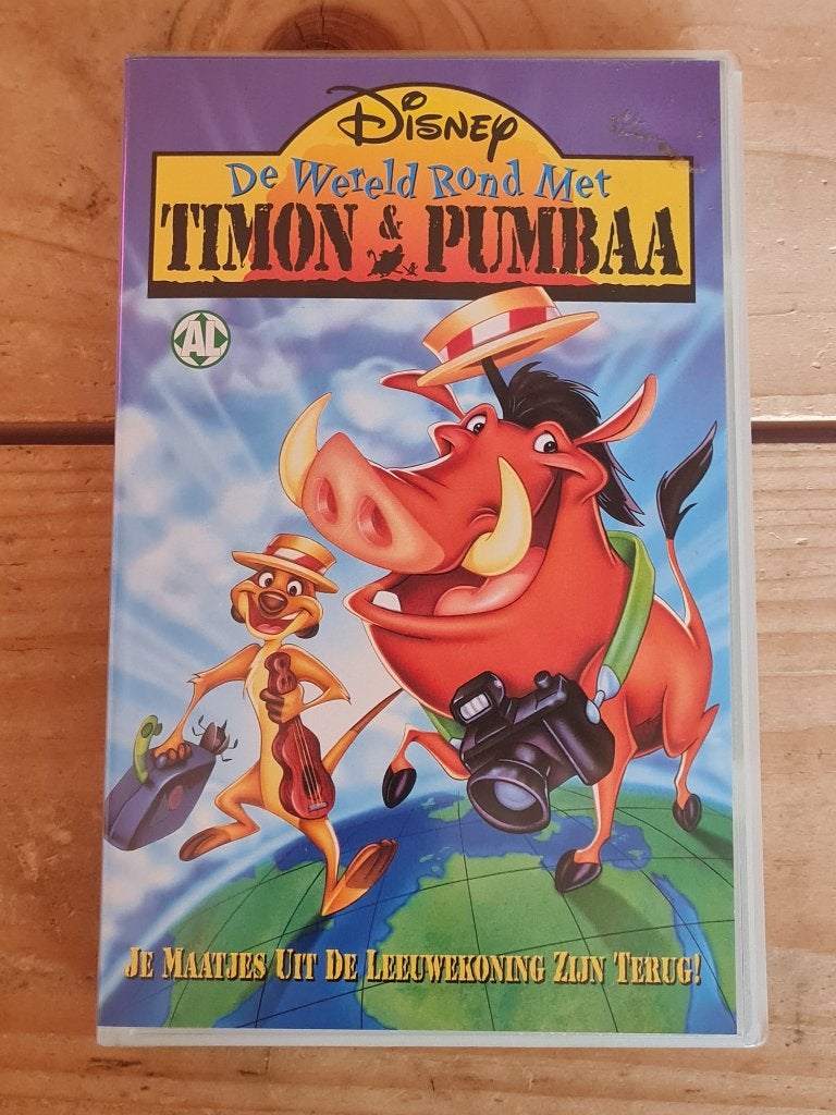VHS Disney - De wereld rond met Timon & Pumbaa VHS 3760216, Alle leeftijden, Zo goed als nieuw, Ophalen of Verzenden, Nederlands