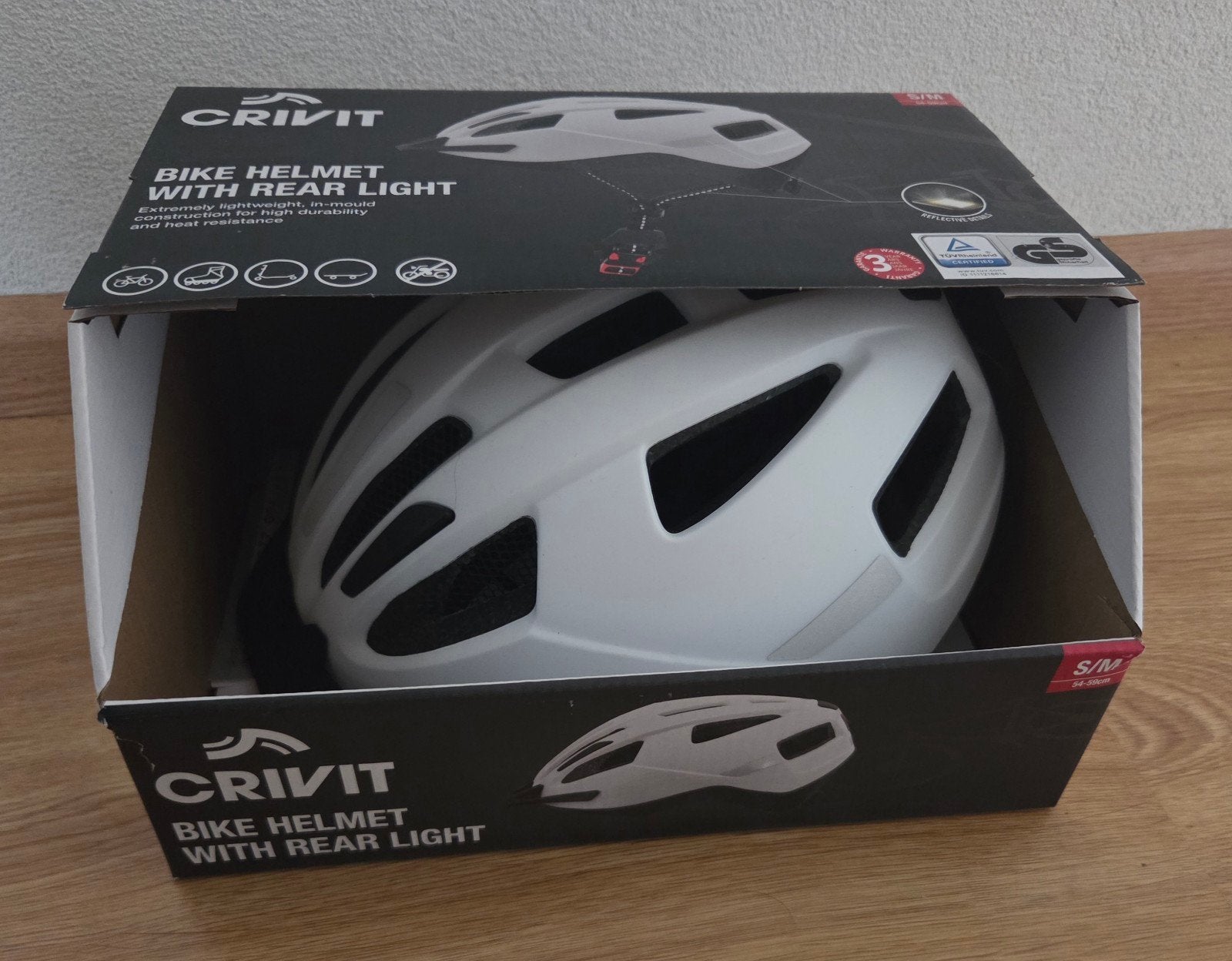 Crivit Fietshelm met achterlicht - Nieuw in doos, Ophalen, M, Nieuw, Crivit