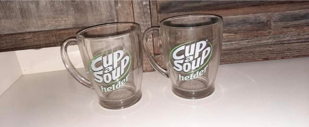 Vintage glazen cup-a-soup mokken., Huis en Inrichting, Keuken | Servies, Ophalen of Verzenden