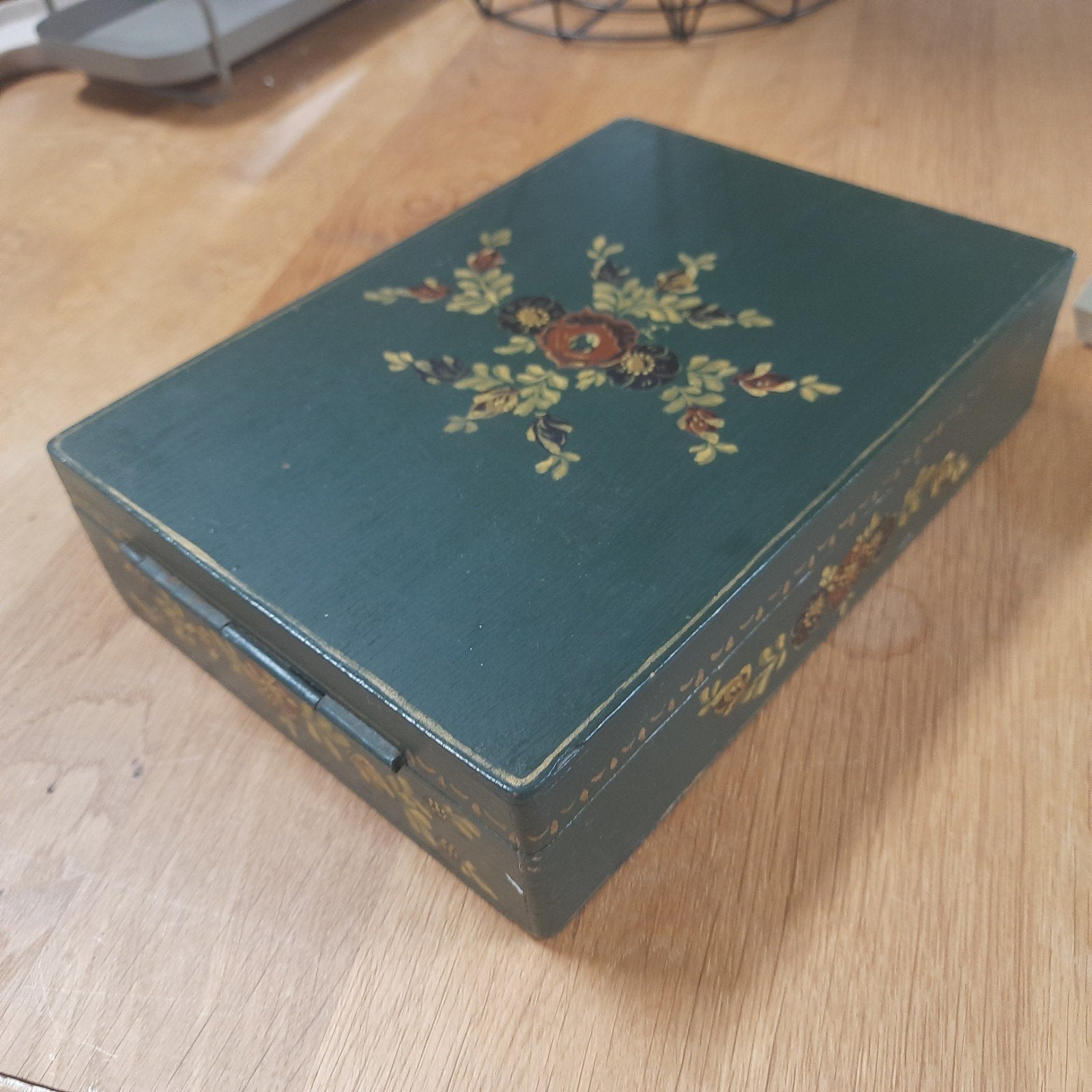 Vintage scheerkist met spiegel, hindeloopen beschilderd, Ophalen of Verzenden