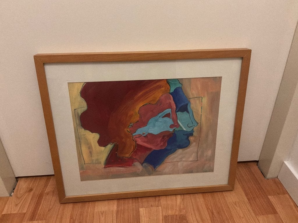 MOET WEG Modern Schilderij Erdal Ünal expressief dubbelport., Antiek en Kunst, Ophalen, Portret of Personen, Expressionistisch