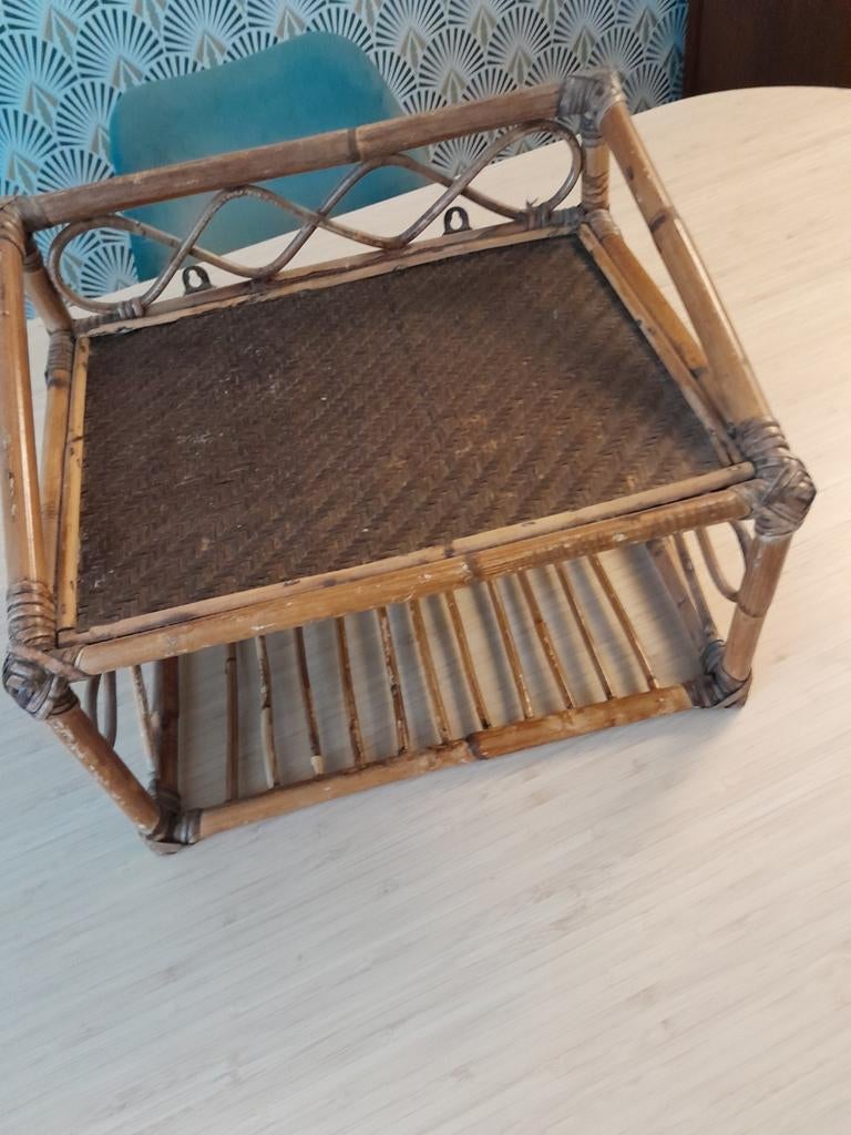 Vintage bamboe en rotan wandplank/rekje, Vintage, Gebruikt, Ophalen of Verzenden, Natuurlijk materiaal