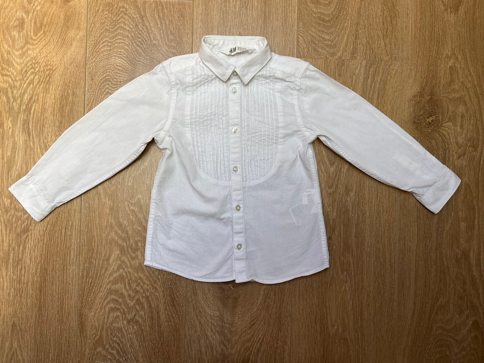 H&M jongens blouse wit maat 110 | 4-5 jaar, Ophalen of Verzenden, Gebruikt, Jongen, Overhemd of Blouse