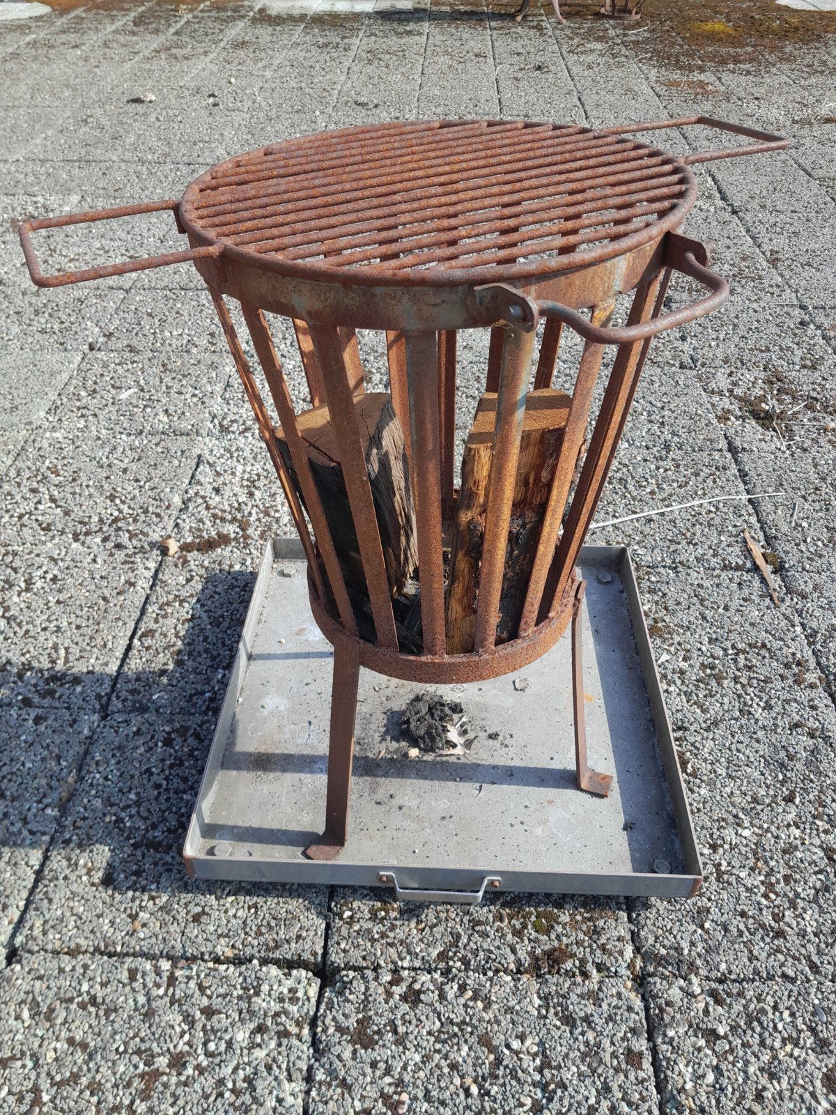 Vuurkorf + bodemplaat, zware uitvoering, geen bouwmarkt prod, Tuin en Terras, Vuurkorven, Ophalen, Gebruikt