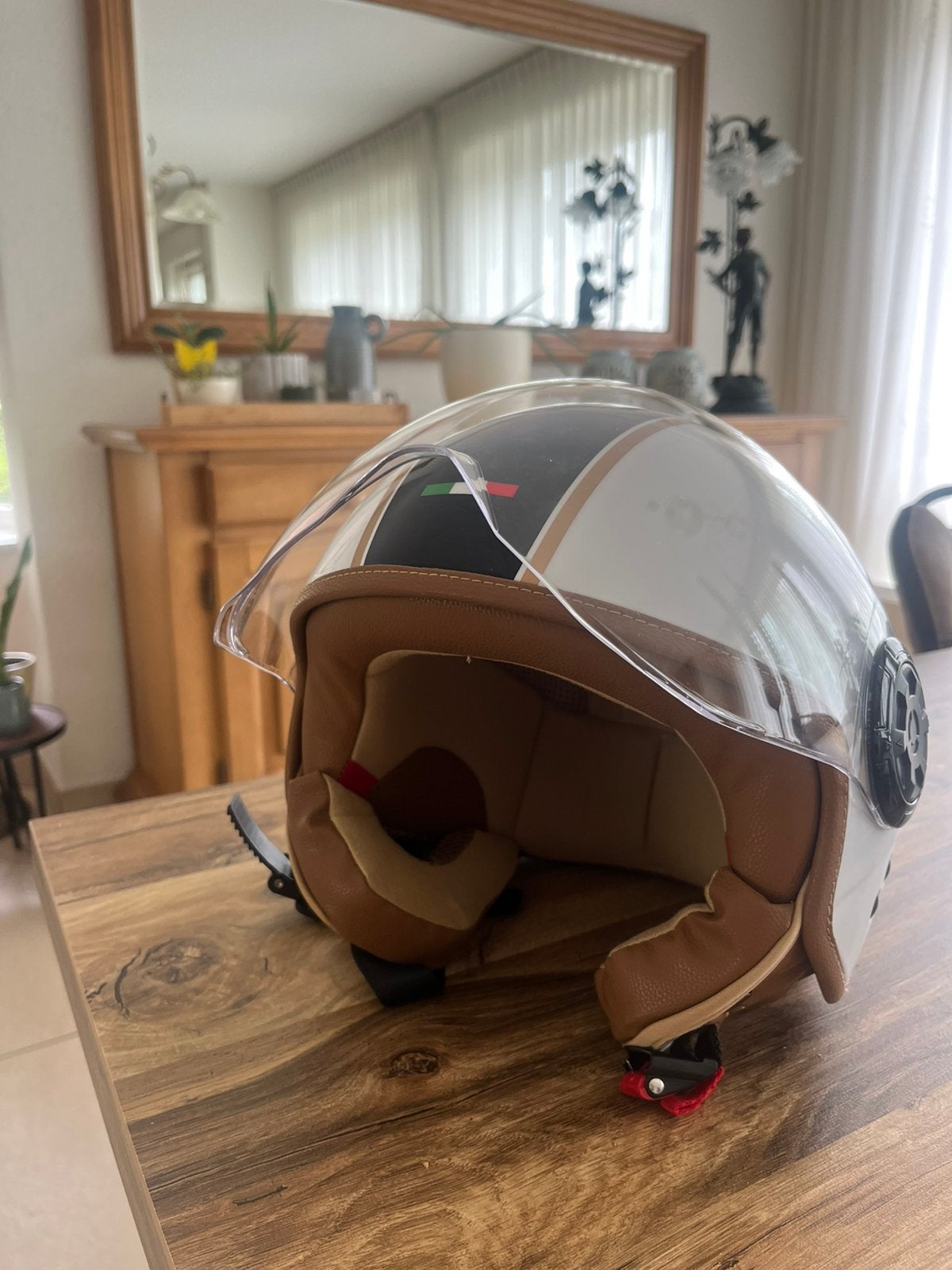 Scooterhelm met vizier – maat m, Fietsen en Brommers, Ophalen, Zo goed als nieuw, Medium