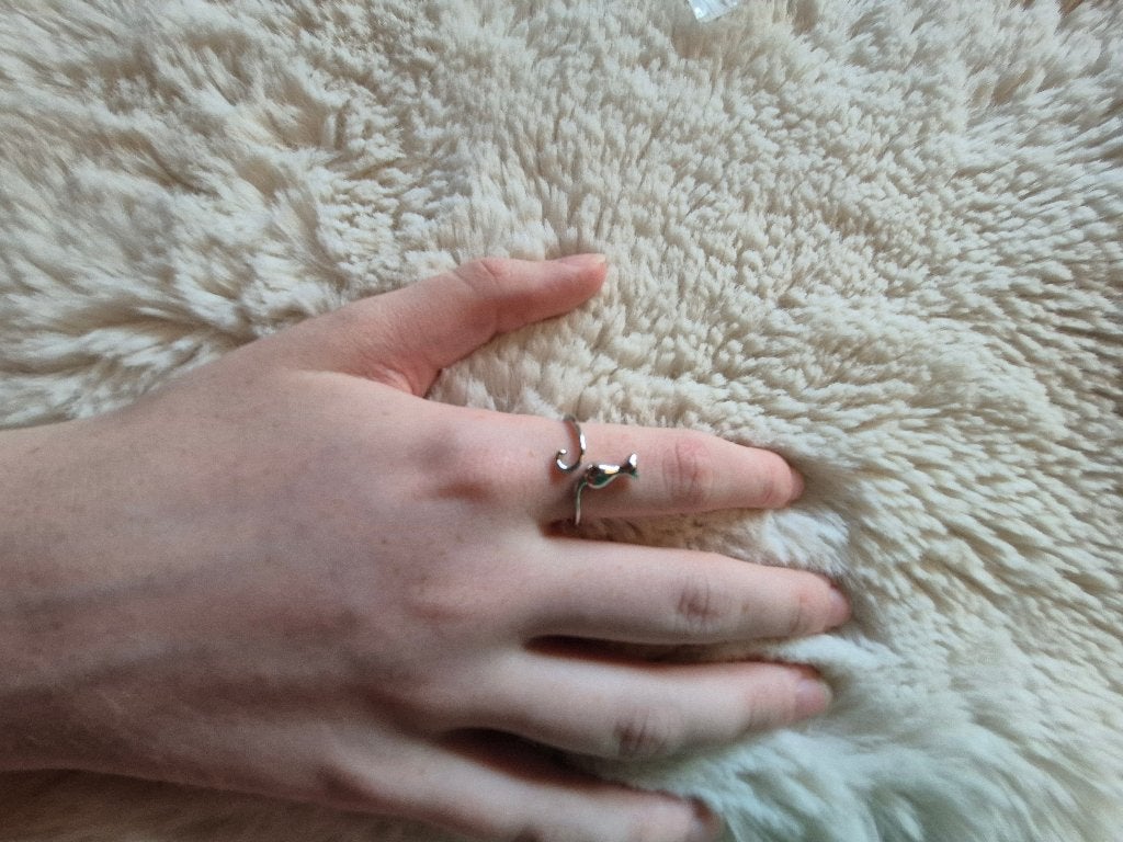 Ring kat poes zilverkleurig, Nieuw, Ophalen of Verzenden, Dame, Zilver