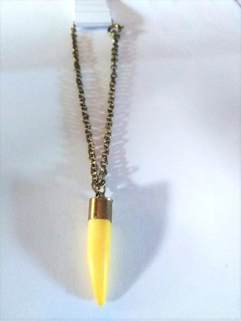 🐊Stoere Krokodil Slagtand Ketting met Zwart Waxkoord 🌿–, Met hanger, Overige materialen, Verzenden, Geel