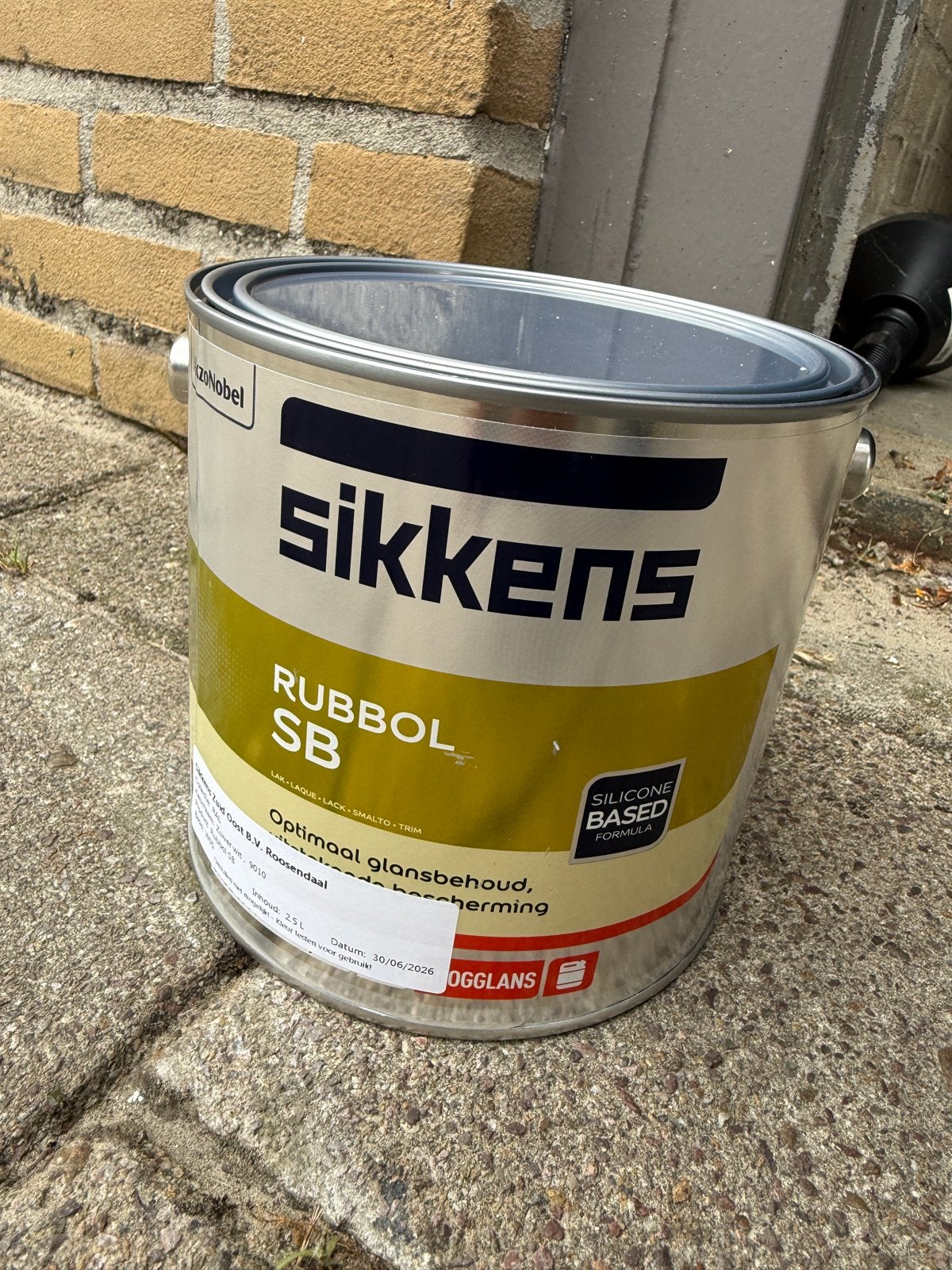 Actie!! Sikkens Rubbol SB 2,5L RAL 9010 Hoogglans Lakverf, Ophalen of Verzenden, Nieuw, Overige typen