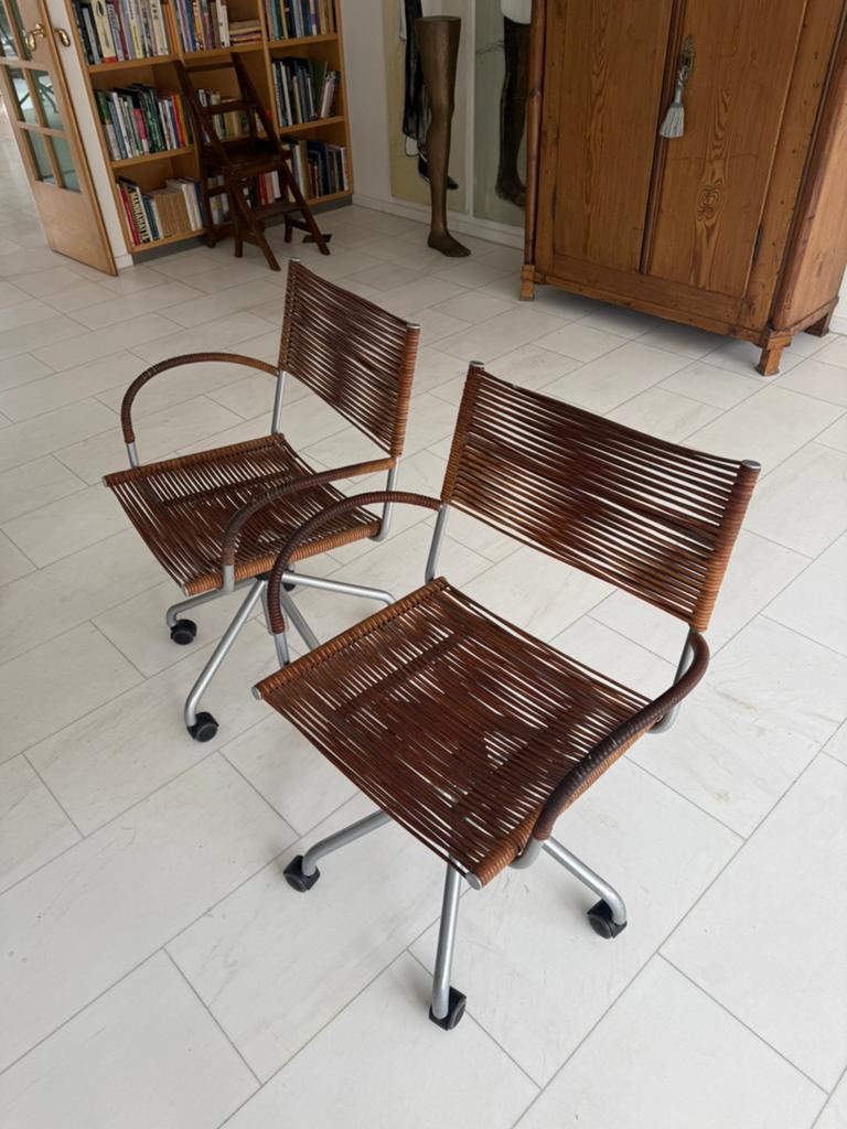 8 x Design stoelen tito agnoli voor pierantonio bonacina, Ophalen, Twee, Bruin, Leer
