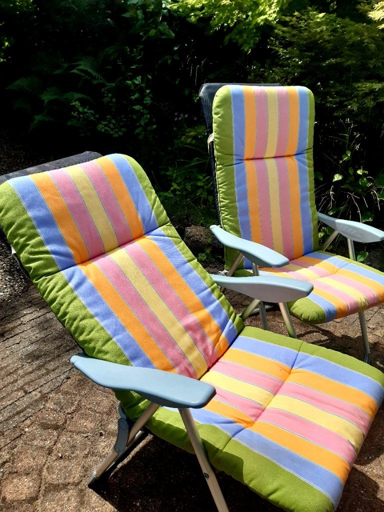 Tuinstoelen setje incl kussens, Ophalen, Gebruikt, Kunststof
