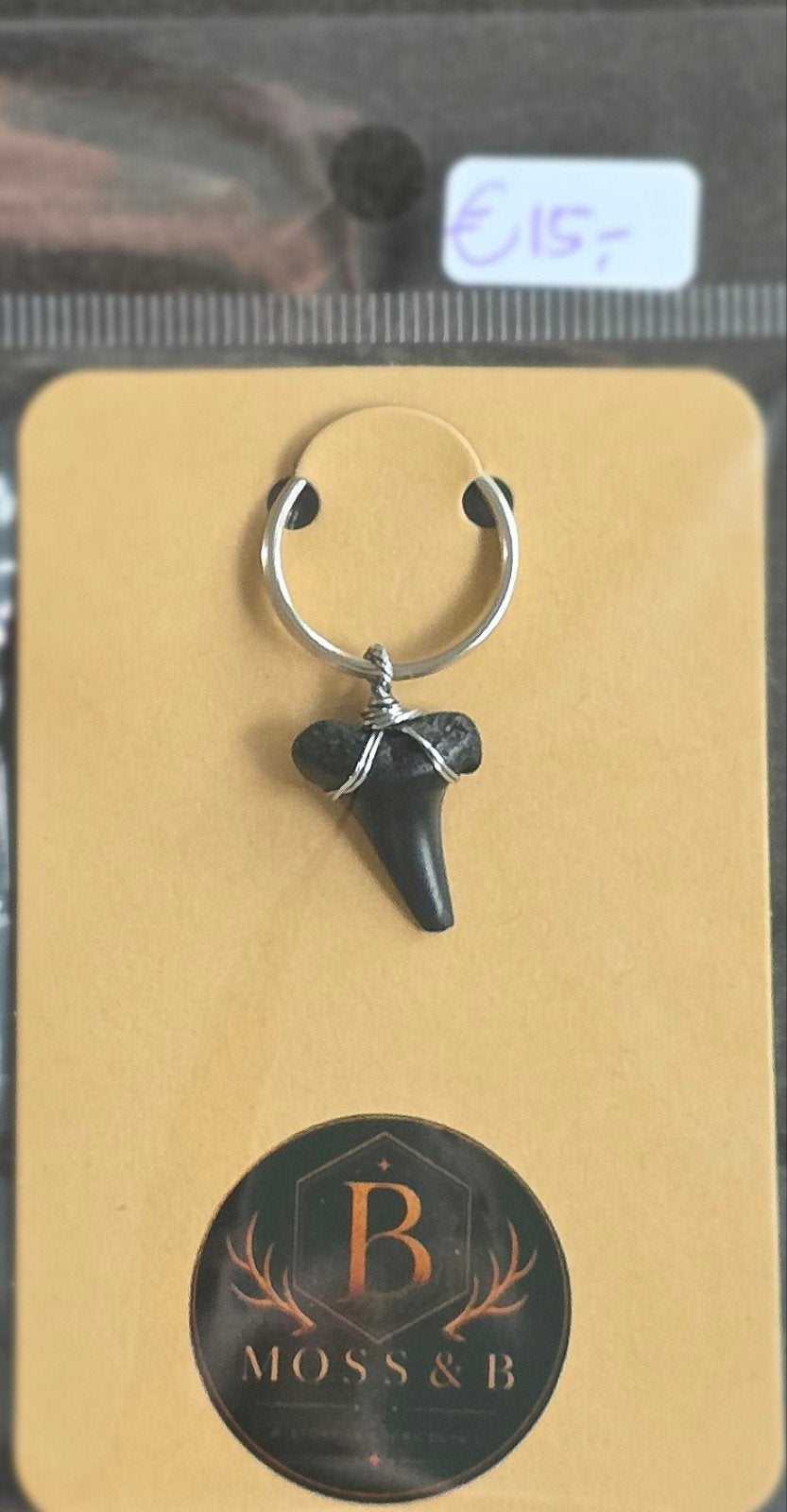unieke sleutelhanger met fossiele haaientand, Ophalen of Verzenden, Nieuw, Dier of Natuur