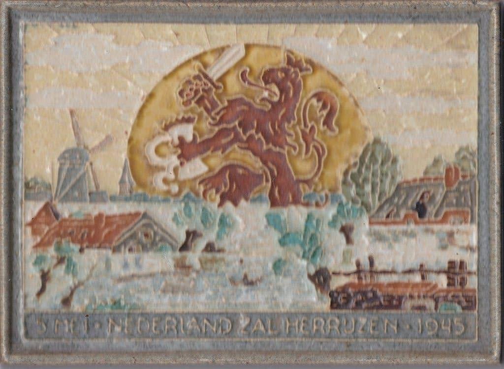 Porceleyne Fles cloisonné tegel : Inundatie grijs, Antiek en Kunst, Ophalen of Verzenden